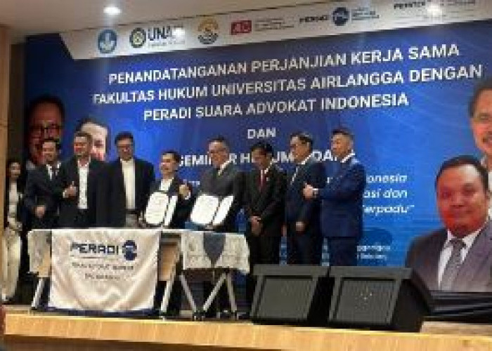 Teken MoU di Seminar KUHAP Baru, Peradi SAI-FH Unair Perkuat Pendidikan Advokat