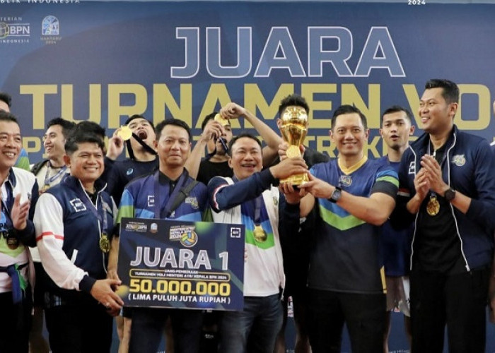 Disaksikan Presiden Ke-6,   Kanwil BPN Provinsi Jatim Juara Voli Menteri ATR/Kepala BPN Cup 2024