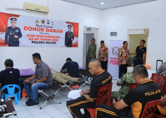 Bakti Kesehatan, Polres Ngawi Gelar Donor Darah Hari Bhayangkara ke 80 