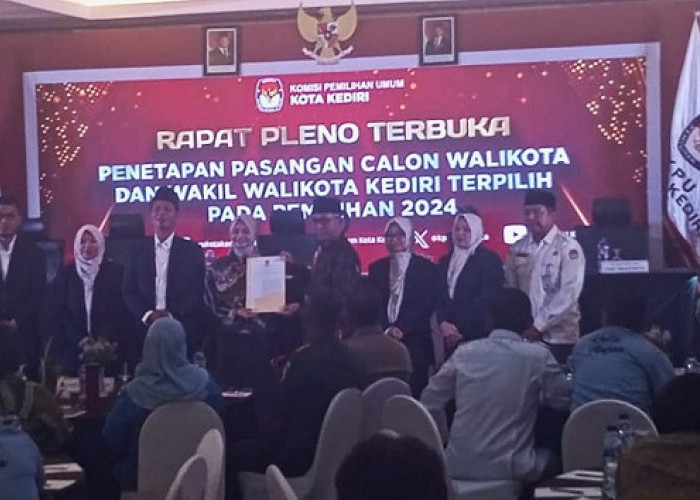 KPU Kota Kediri Tetapkan Vinanda-Gus Qowim Wali Kota dan Wakil Wali Kota Periode 2025-2030