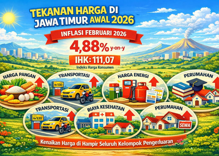 Awal 2026 Berat: Inflasi Jatim Tembus 4,88 Persen, Kunjungan Wisman Turun