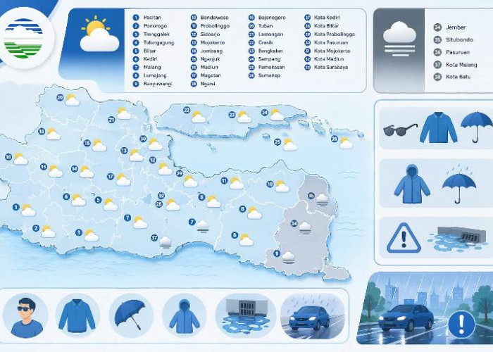 Prakiraan Cuaca 17 April 2026, Cerah Berawan Dominasi Wilayah Jawa Timur