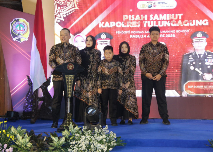 Pisah Sambut Kapolres Tulungagung, Bupati Gatut Sunu Apresiasi Kinerja AKBP Taat Resdi dan Sambut AKBP Ihram