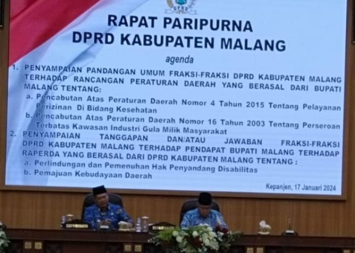 Rapat Paripiurna DPRD Kabupaten Malang: Selalu Jadi Temuan BPK, 2 Perda Dicabut