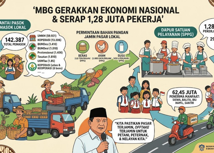 Program MBG Serap 1,28 Juta Pekerja, Gerakkan Ekonomi Nasional dengan Keterlibatan Pemasok Lokal