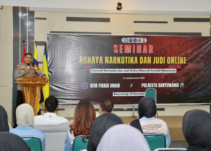 Kapolresta Banyuwangi Hadiri Seminar Bahaya Narkotika dan Judi Online di Kampus Airlangga