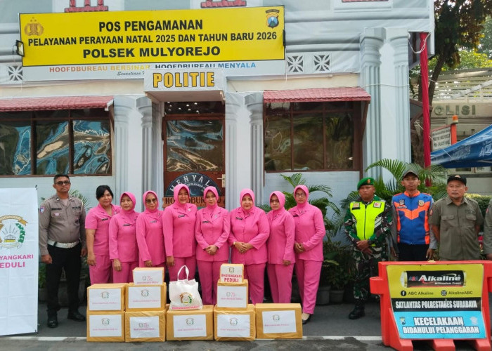 Suntik Semangat di Garis Depan, Bhayangkari Ranting Mulyorejo Kunjungi Pos Pam Nataru 2026