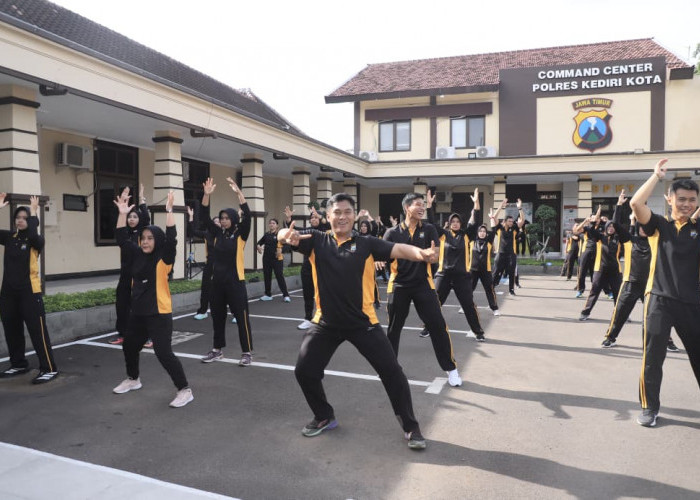 Jaga Kebugaran dan Kesehatan Personel, Polres Kediri Kota Rutin Olahraga Bersama