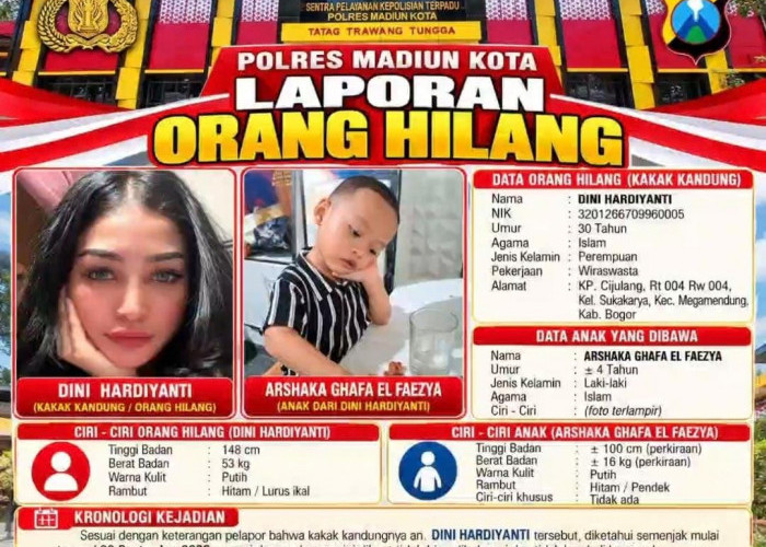 Terungkap Misteri Hilangnya Ibu dan Anak di Madiun, Diduga Dihabisi Suami Siri