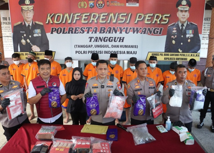 Polresta Banyuwangi Ungkap 8 Kasus Narkoba, Sita Ribuan Gram Sabu dan Butir Ekstasi