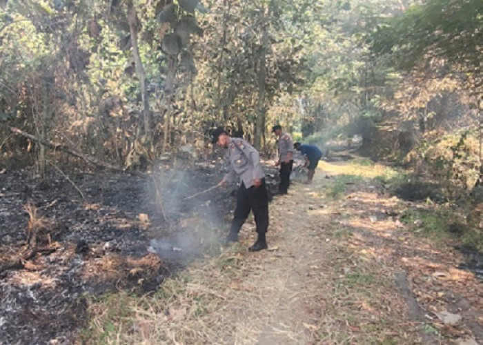 Respons Cepat Polisi Ngawi Kendalikan Kebakaran Lahan di Geneng