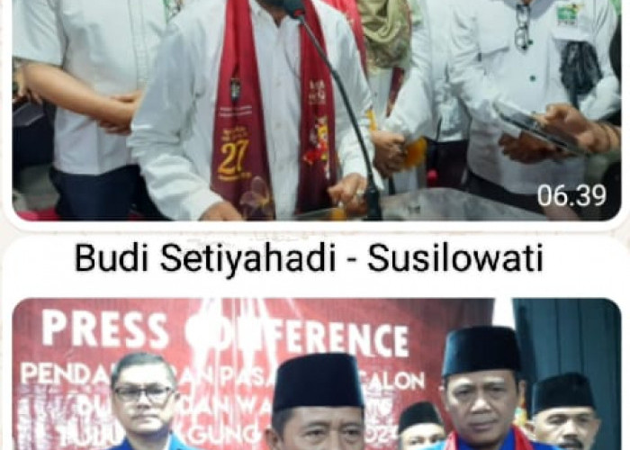 Bacakada Santoso-Samsul dan Budi Setiyahadi-Susilowati Daftar ke KPU Tulungagung Malam Hari