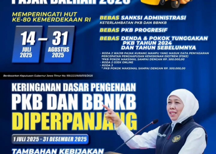 Pemutihan Pajak Kendaraan di Jatim Mulai 14 Juli hingga 31 Agustus 2025 