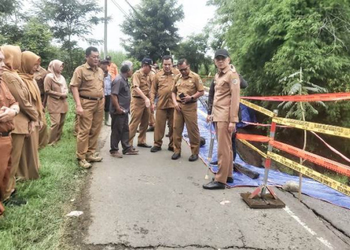 Sekda Tulungagung Sidak Jalan Longsor di Desa Gedangan Bersama Ketua Dewan dan OPD Terkait 