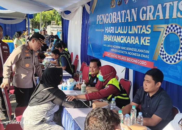 Hari Lalu Lintas Ke-70, Satlantas Polres Bojonegoro Gelar Pasar Murah, Cek Kesehatan Gratis hingga Donor Darah