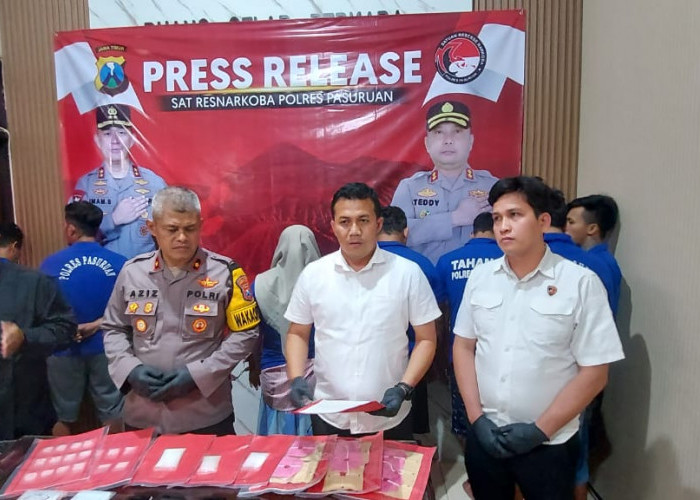 Satresnarkoba Polres Pasuruan Amankan 59 Tersangka, Sita Sabu dan Inex