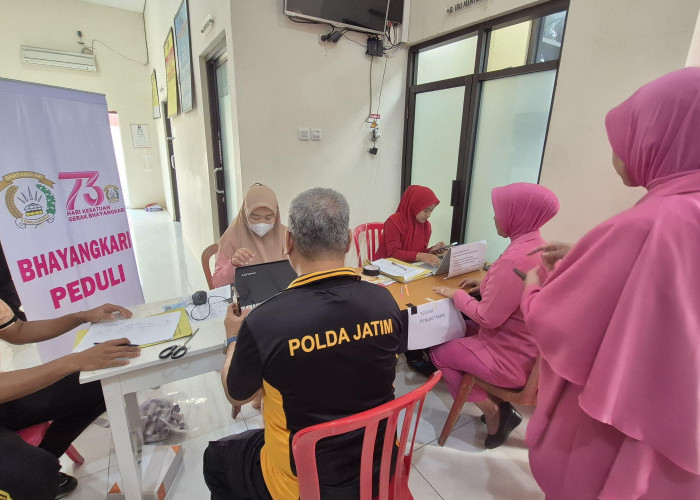 Hari Bhayangkara Ke-79, Sidokes Polresta Banyuwangi Gelar Bakti Kesehatan dan Bakti Sosial Donor Darah