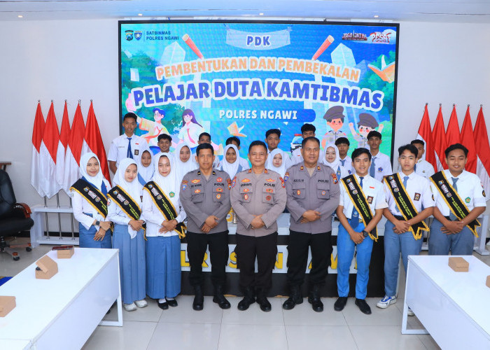 Polres Ngawi Gelar Pembentukan dan Pembekalan Duta Kamtibmas Bagi Pelajar