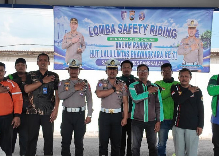 Peringati HUT Lalu Lintas ke-71, Polres Bangkalan Gelar Lomba Safety Riding Antar Pengemudi Ojol