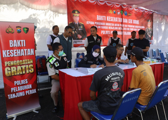 Pastikan Pengemudi Bebas Narkoba, Polres Pelabuhan Tanjung Perak Cek Kesehatan Gratis dan Tes Urine