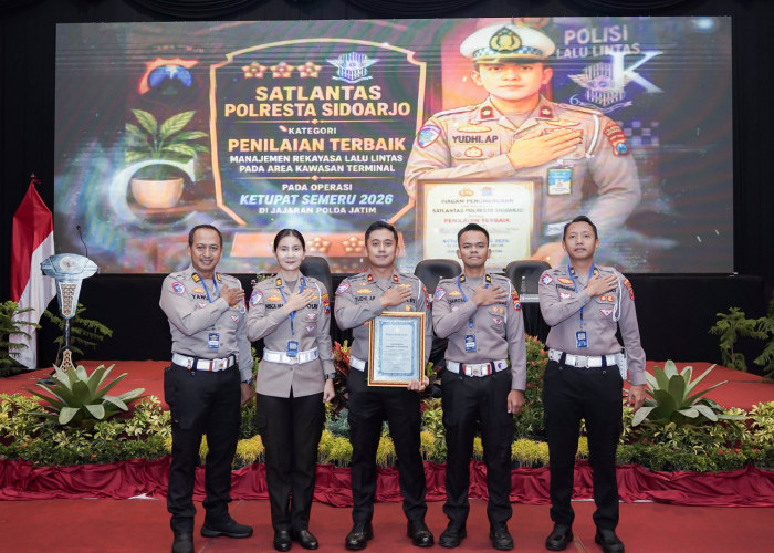 Satlantas Polresta Sidoarjo Raih Penilaian Terbaik Manajemen Lalin Kawasan Terminal di Operasi Ketupat Semeru