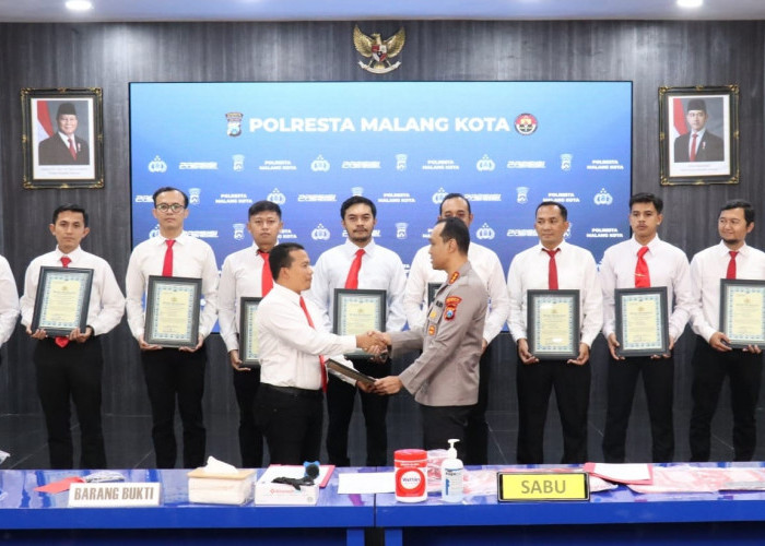 Apresiasi Kinerja Ungkap Kasus Curanmor dan Narkotika, 18 Personel Polresta Malang Kota Terima Penghargaan