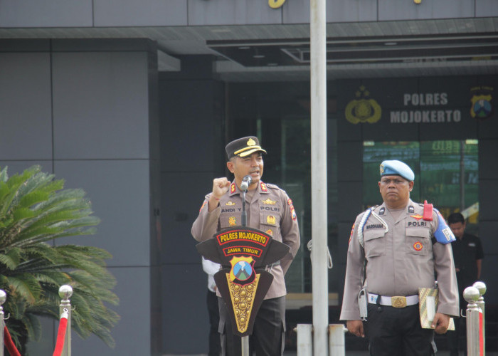 Perkuat Sinergi Polri-Masyarakat, Kapolres Mojokerto Pimpin Apel Gelar Pasukan Sabuk Kamtibmas
