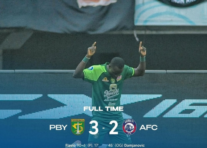 Berlangsung Dramatis! Hasil Skor 3-2 Persebaya vs Arema FC, Diwarnai Kartu Merah dan Gol Bunuh Diri