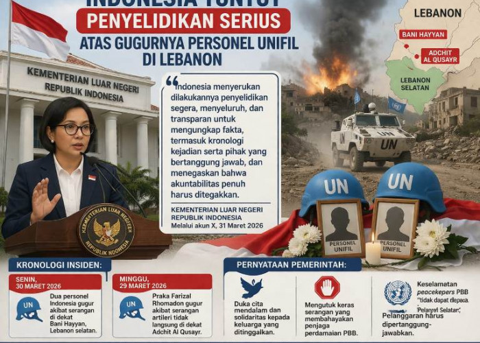 Indonesia Tuntut Penyelidikan Serius atas Gugurnya Personel UNIFIL di Lebanon