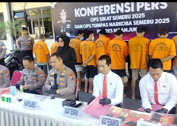 Polres Nganjuk Ungkap 21 Kasus Kriminal dan Amankan 16 Tersangka Selama Operasi Sikat Semeru 2025