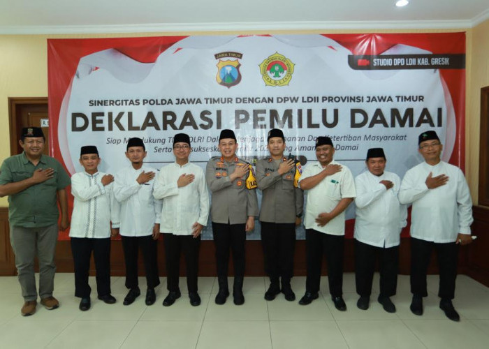 Kapolres Gresik Bersama Kapolda Jatim Ikuti Deklarasi Pemilu Damai DPW LDII Jawa Timur