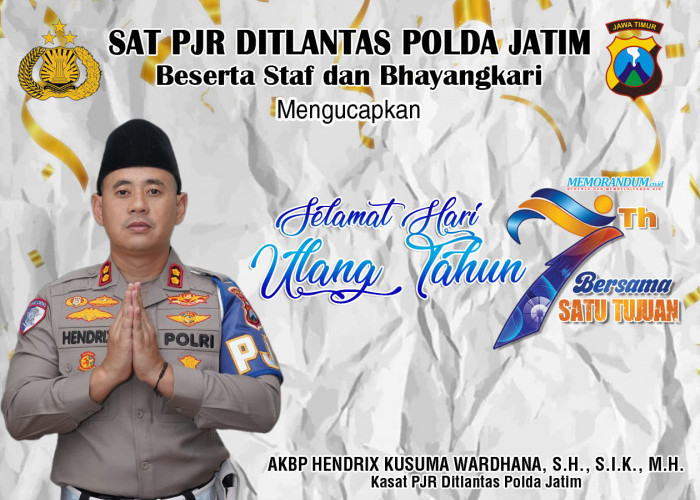 SAT PJR Ditlantas Polda Jatim Mengucapkan Selamat HUT ke-7 Memorandum