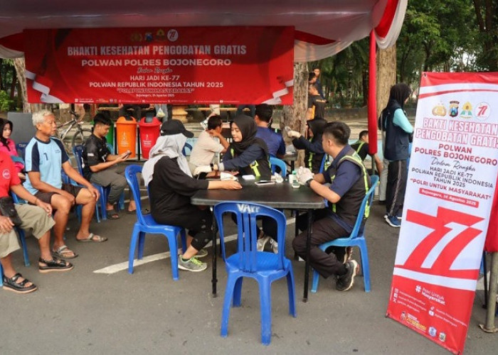 Polwan Polres Bojonegoro Gelar Bakti Kesehatan di CFD, Warga Antusias Serbu Layanan Gratis