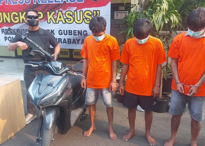 Tiga Bandit Motor Diringkus Polsek Gubeng, Dua di Bawah Umur