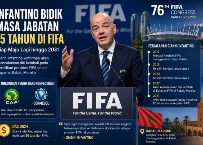 Infantino Bidik Masa Jabatan 15 Tahun di FIFA, Siap Maju Lagi hingga 2031