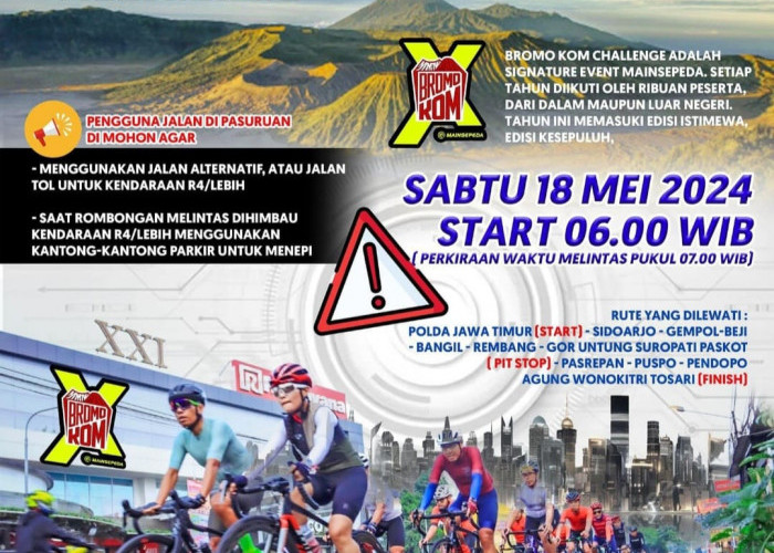 Sabtu Pagi, Ribuan Gowesser Bromo Kom X Challenge 2024 Lintasi Pasuruan   