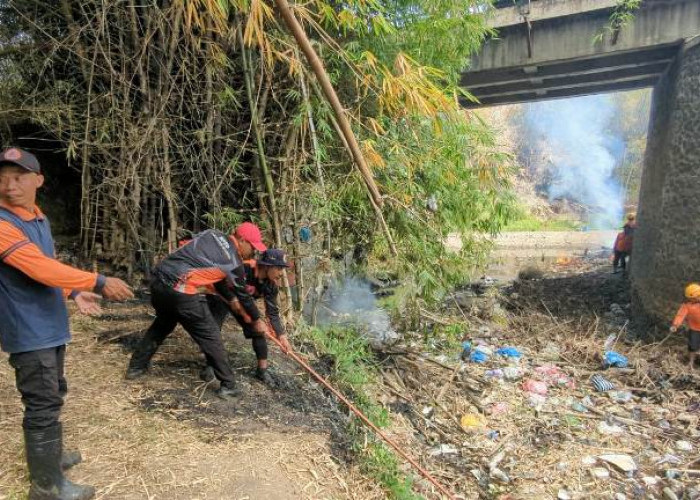Tumpukan Bambu Ancam Jembatan Brangkal, BPBD Madiun Bergerak Cepat