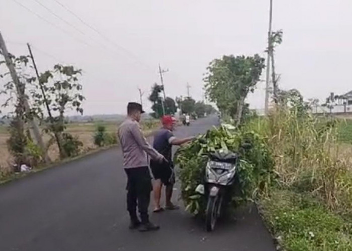 Tunjukkan Kepedulian, Anggota Polsek Kapas Bantu Warga Tanjung Harjo saat Kendaraannya Alami Kendala