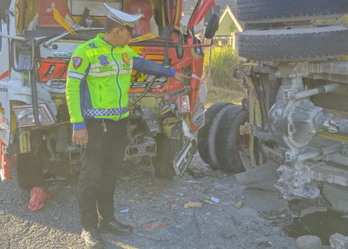 Truk vs Truk di Jember: Tak Pasang Rambu saat Mogok, Truk Dyna Dihantam Colt Diesel