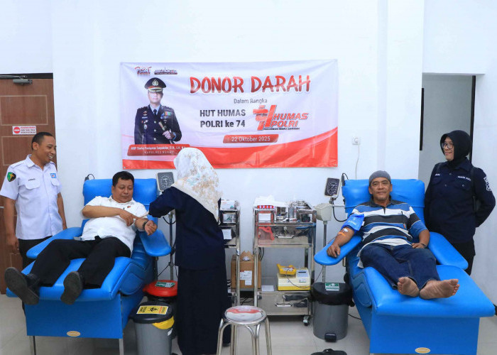 HUT Ke-74 Humas Polri, Polres Ngawi Gelar Donor Darah