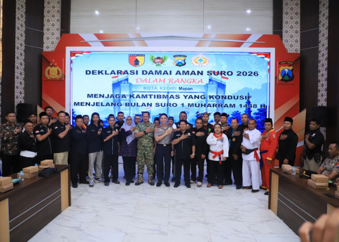 Deklarasi Aman Suro 2026, Sinergi Polri dan Perguruan Silat Jaga Kediri Tetap Damai