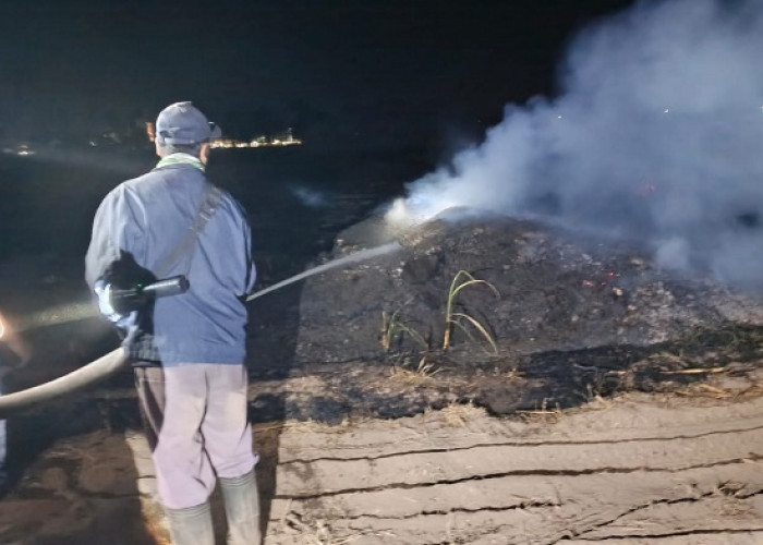 Puluhan Ton Limbah Blotong PG Asembagus Terbakar, Asap Pekat Kepung Rumah Warga Situbondo