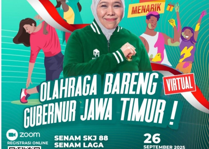 Gubernur Khofifah Ajak Senam SKJ Warga Jatim di Peringatan Haornas XLII 2025