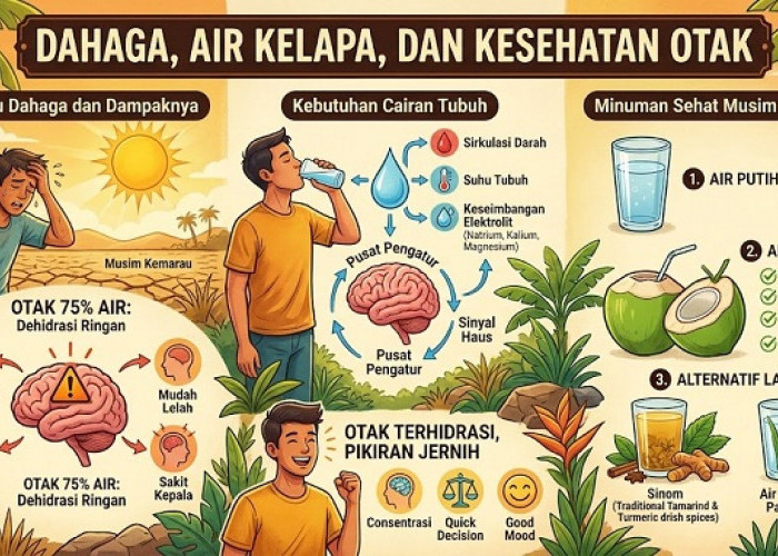 Dahaga,  Air Kelapa,  dan Kesehatan Otak
