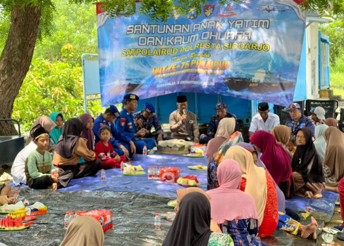 HUT ke-75, Polairud Polresta Sidoarjo Tasyakuran dan Santunan Dhuafa di Tlocor
