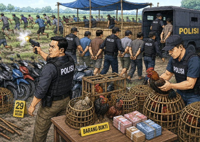 Polres Situbondo Gerebek Arena Judi Sabung Ayam, Lepas Belasan Tembakan Peringatan
