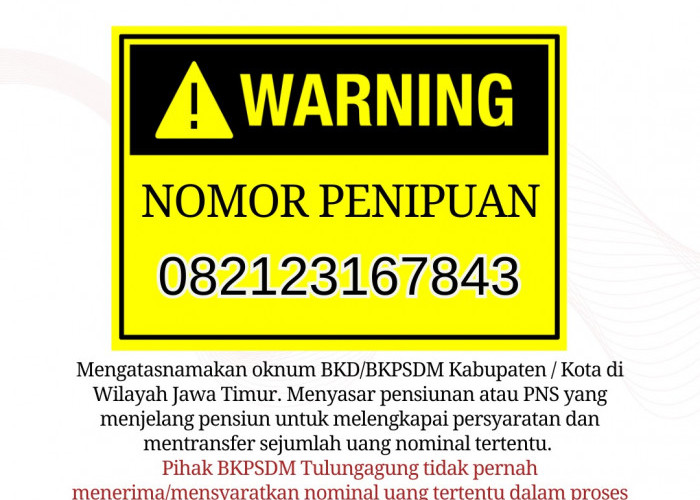 Modus Penipuan Pencairan Tapera Gentayangan, BKPSDM Tulungagung Lakukan Hal Ini