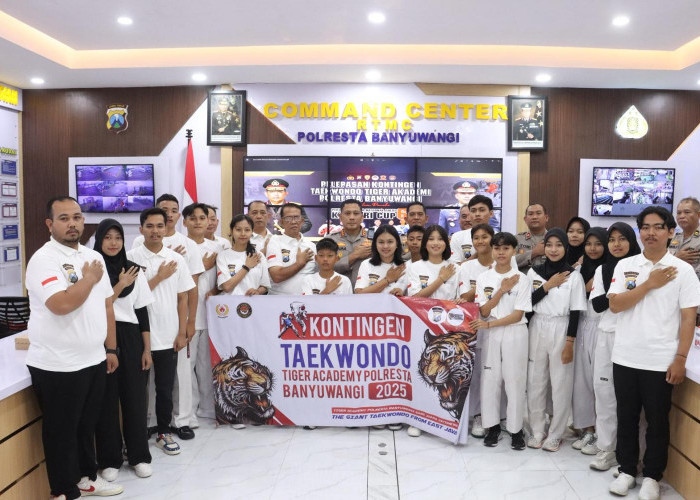 Kapolresta Banyuwangi Lepas Kontingen Taekwondo Tiger Akademi ke Kapolri Cup 6