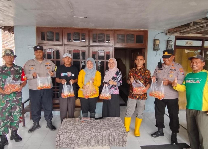 Wujudkan Ketahanan Pangan, Bhabinkamtibmas Polsek Lakarsantri Hadiri Panen Raya Cabai Poktan Sendang Biru