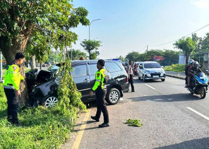 Toyota Innova Seruduk Pohon di Akses Jembatan Suramadu, 2  Luka Berat 5 Luka Ringan